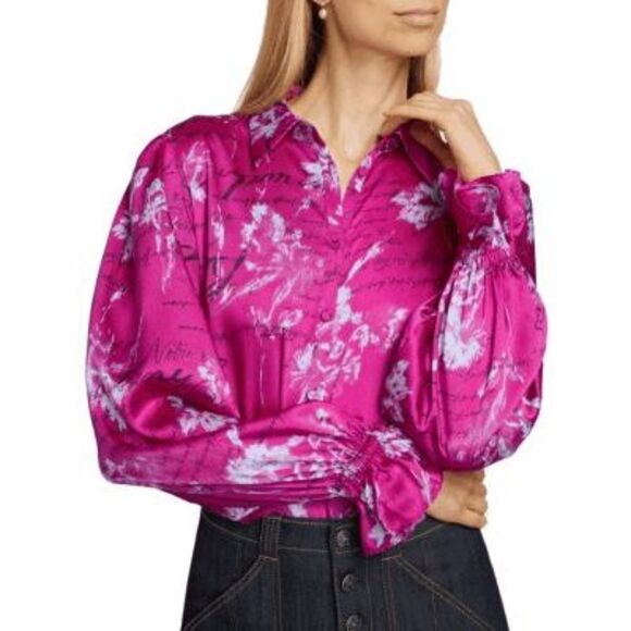 Cinq à Sept Warm Carnation Fiona Top IN PLUM Size M $325 - Picture 3 of 10